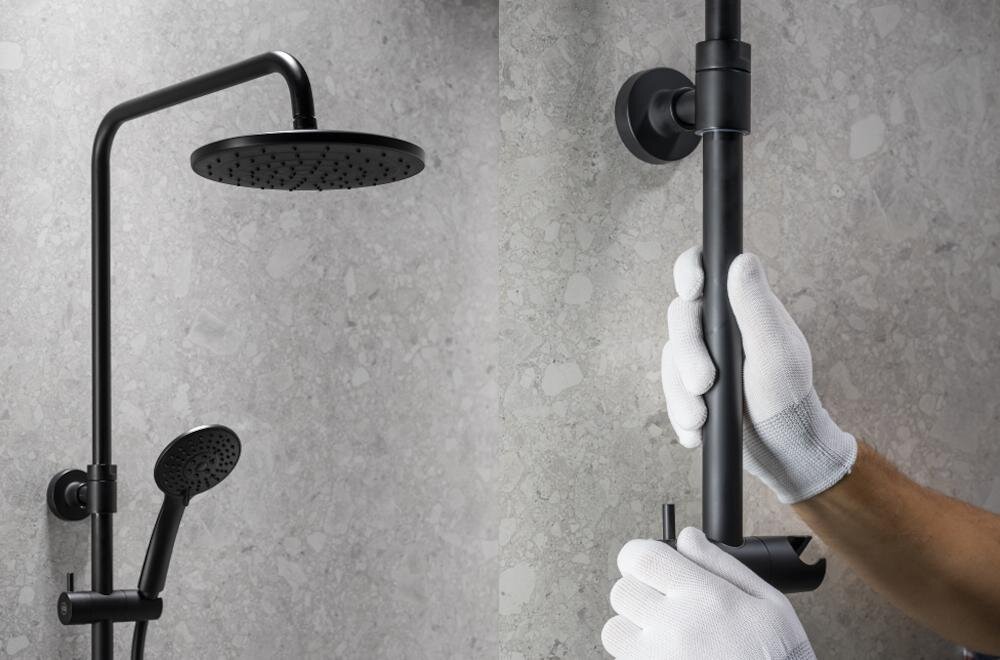 KFA ARMATURA Moza 5736-910-81 regulacja drążek deszczownica słuchawka regulowany zestaw mocowania ścienne białe rękawiczki