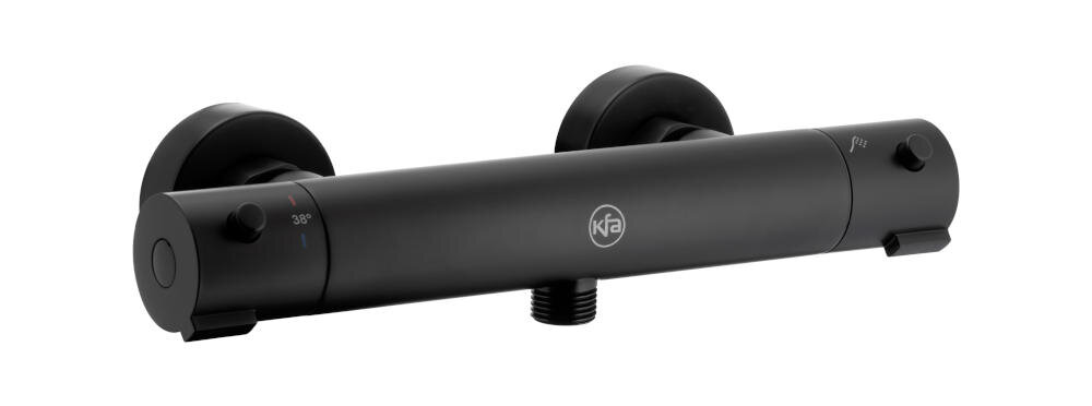 KFA ARMATURA Moza 5736-010-81 bateria natryskowa termostatyczna ergonomia pokrętła regulacja strumień temperatura woda głowica sedal korpus touch cool ochrona oparzenia dwudźwigniowa montaż ścienny wysoka jakość mosiądz