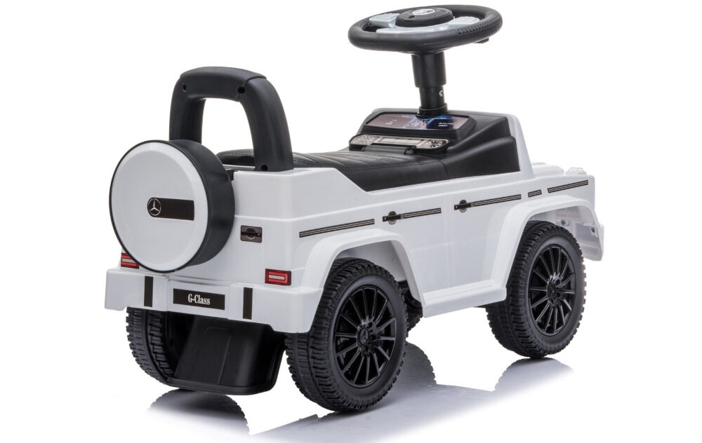 Jeździk SUN BABY Mercedes Benz G350d BiaLY pomysl prezent skrytka montaz kierownicy