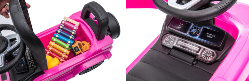 Jeździk SUN BABY Mercedes Benz G350d różowy Ekscytująca zabawa dźwięki i schowek