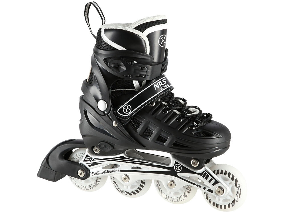 Łyżworolki NILS EXTREME NH10905 NA11010 (rozmiar 31-34) Czarny niesamowite wzornictwo z miękkiego materiału EVA stali nierdzewnej aluminium