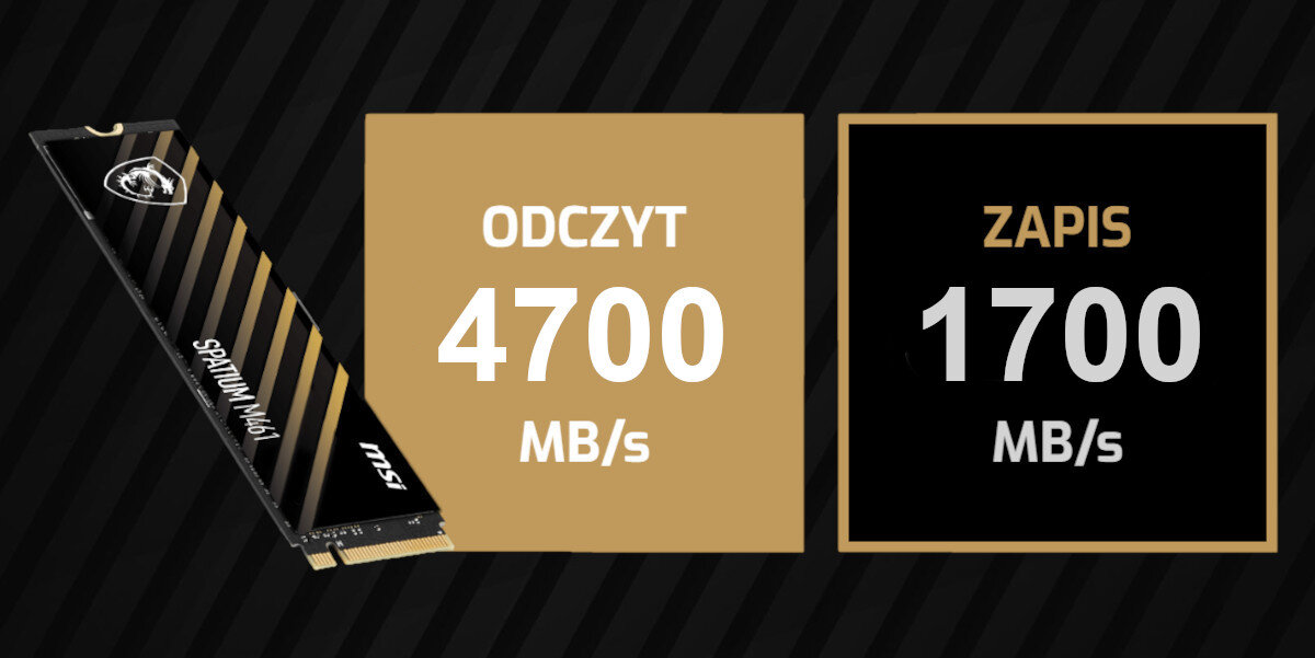 Dysk MSI Spatium M461 500GB SSD szybkość zapis odczyt wydajność