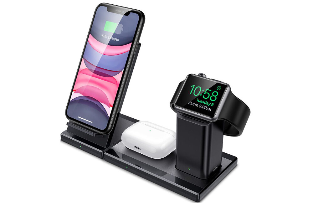 ŁADOWARKA INDUKCYJNA ESR 3IN1 WIRELESS CHARGING STATION BLACK kolor wygląd design konstrukcja
