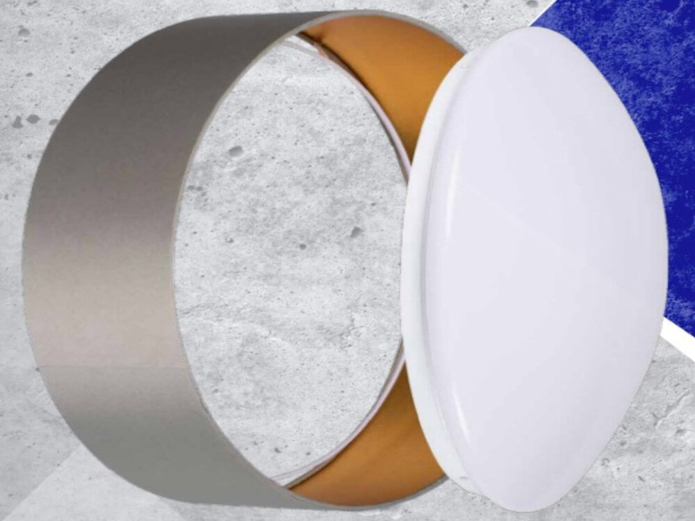Oprawa KANLUX RIFA LED 17,5W WW B-Wz trwalych odpornych materialow z dwoch czesci mlecznobialy plafon materialowy klosz subtelny efekt polysku