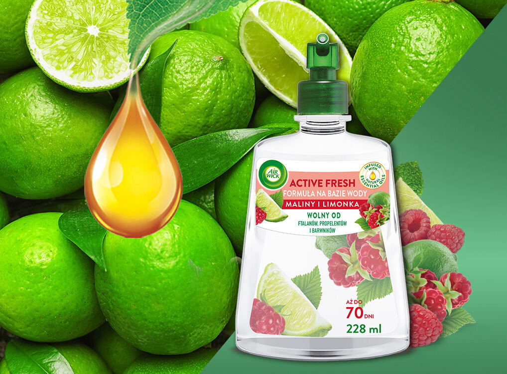 Wkład do odświeżacza powietrza AIR WICK Active Fresh Malina i Limonka 228 ml do 10 tygodni