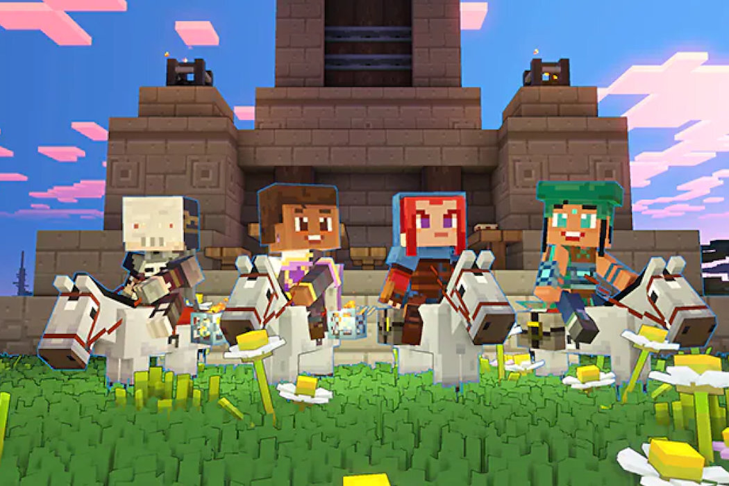 Minecraft Legends - Edycja Deluxe Gra PS5 korupcja zabawa obrona sojusznicy walka pigliny kraina skarby