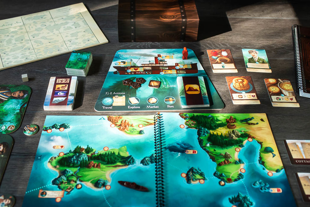 Gra planszowa LUCKY DUCK GAMES Uśpieni bogowie zabawa przyjaciele współpraca kampania woda bogowue odkrywanie eksploracja