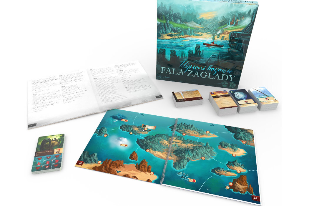 Gra planszowa LUCKY DUCK GAMES Uśpieni bogowie: Fala zagłady zabawa przyjaciele współpraca kampania woda bogowue odkrywanie eksploracja