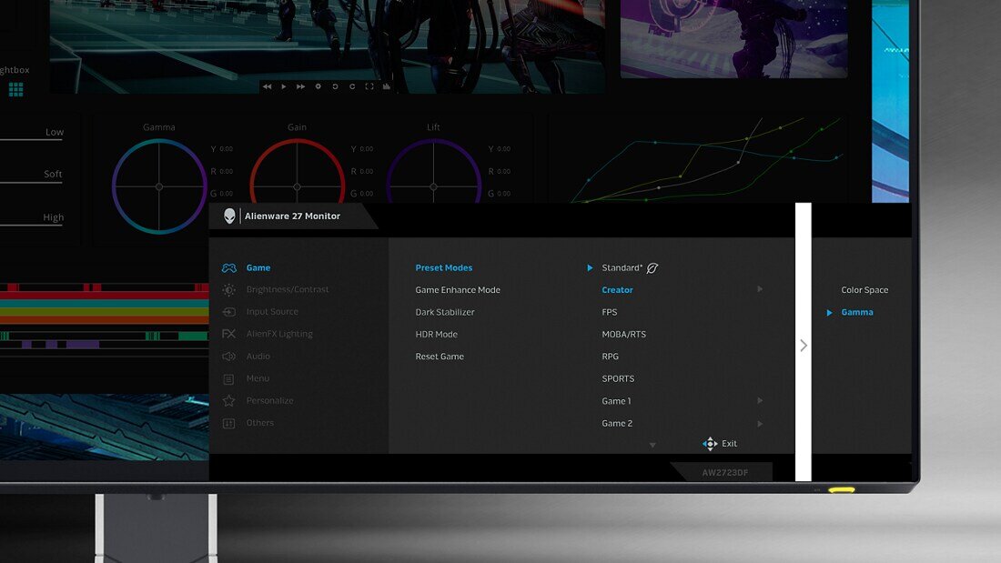 Монітор DELL Alienware AW2723DF - режим Creator