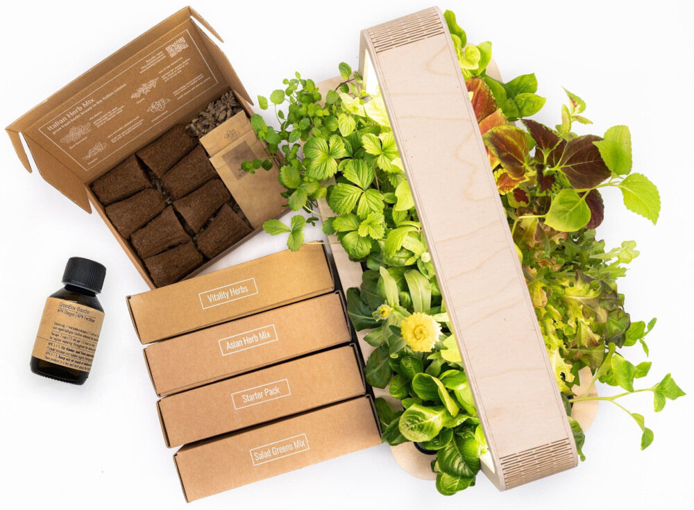 Doniczka BERLINGREEN GreenBox Great Variety Bundle Brązowy zestaw zasilacz 20 paczek z nasionami namiot