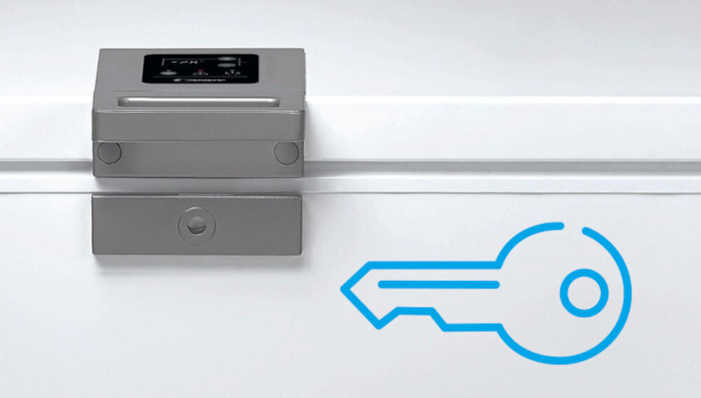 CANDY CMCH 302 EL/N zabezpieczenie mrożonki system zamykanie drzwi kluczyk bezpieczeństwo zapasy