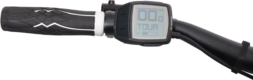 Rower elektryczny ATALA B-Tour A4.1 D18 28 cali damski Antracytowo-zielony kierownica aluminiowy wspornik niezawodność lekkość trwałość manetki kierownicy pokryte antypoślizgowym materiałem wyświetlacz LCD czas jazdy przebyty dystans dzwonek
