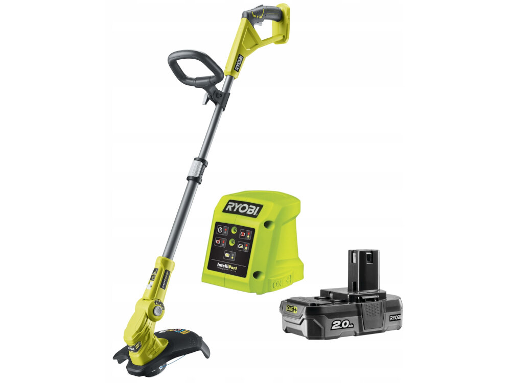 Podkaszarka akumulatorowa RYOBI RLT183220S zestaw dodatkowa rekojesc akumulator 18V Li-Ion 2,0 Ah ladowarka dokumentacja
