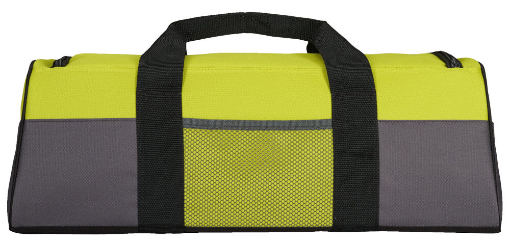 Torba narzędziowa RYOBI RTB02 torba na białym tle widoczna od tyłu długość 56 cm waga 1 kg pojemność do 25 litrów wymiary 560 x 272 x 203 mm do użytku w pracy profesjonalnej i przy domowych naprawach