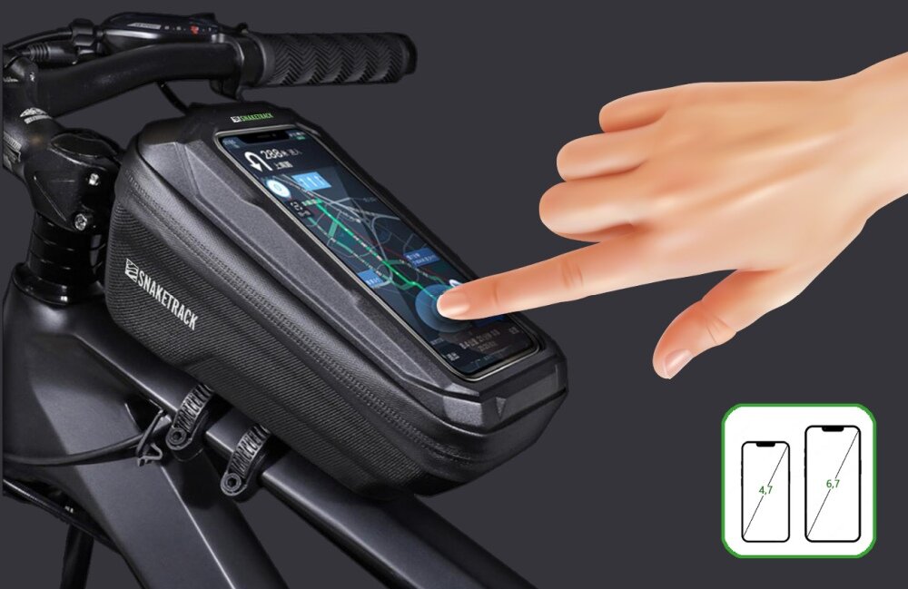 Torba rowerowa na kierownicę FOREVER Snake Track ST02 Czarny rzeczy osobiste warunki telefon konstrukcja wodoszczelność lekka praktyczna rama kierownica
