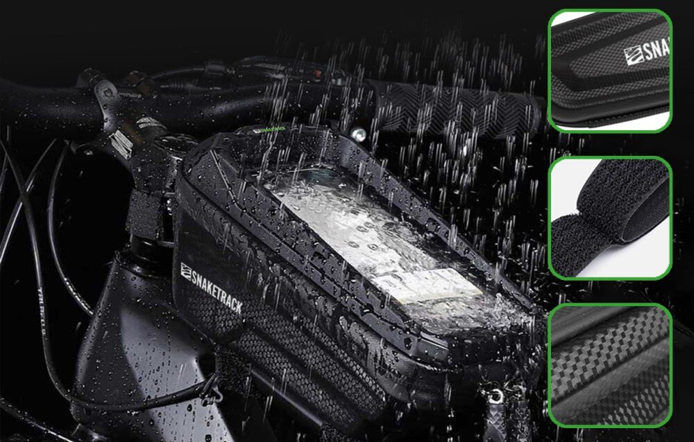 Torba rowerowa na kierownicę FOREVER Snake Track ST03 Czarny rzeczy osobiste warunki telefon konstrukcja wodoszczelność lekka praktyczna rama kierownica