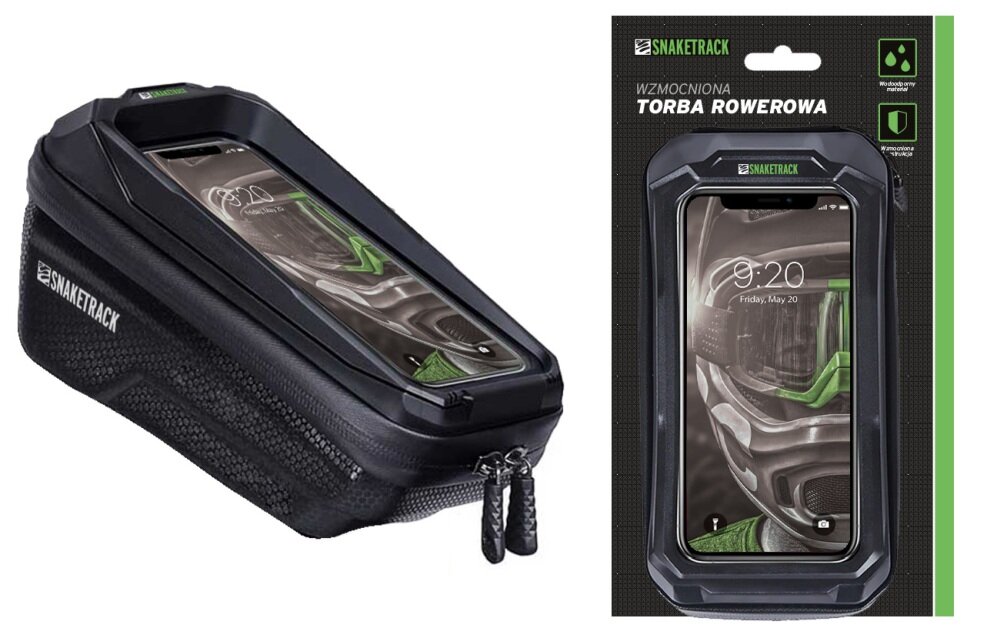 Torba rowerowa na kierownicę FOREVER Snake Track ST03 Czarny rzeczy osobiste warunki telefon konstrukcja wodoszczelność lekka praktyczna rama kierownica