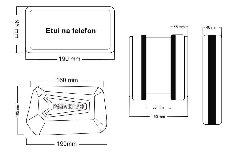 Torba rowerowa na kierownicę FOREVER Snake Track ST04 Czarny rzeczy osobiste warunki telefon konstrukcja wodoszczelność lekka praktyczna rama kierownica