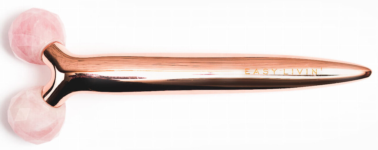 Masażer do twarzy EASY LIVIN 3D Lift Różowy kwarc wyglad design roller konstrukcja