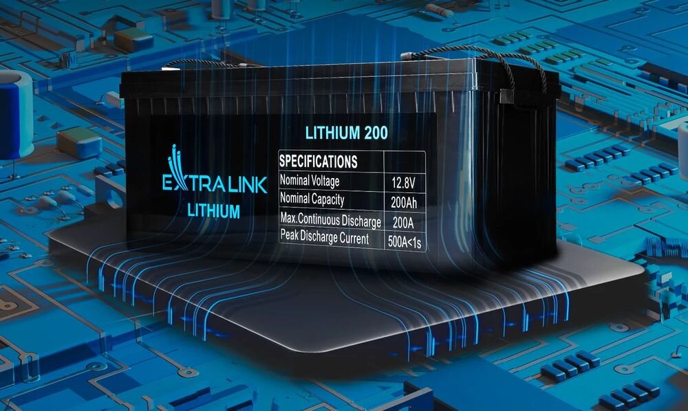 Akumulator EXTRALINK - akumulator na podstawece i na niebieskim tle