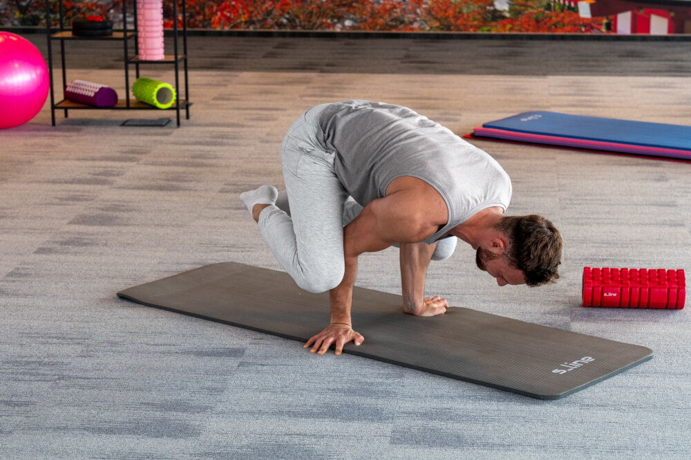 Mata do jogi S-LINE SA006GB Niebieski pianka NBS grubosc 1,5 cm bardzo dobra izolacja nie slizga sie