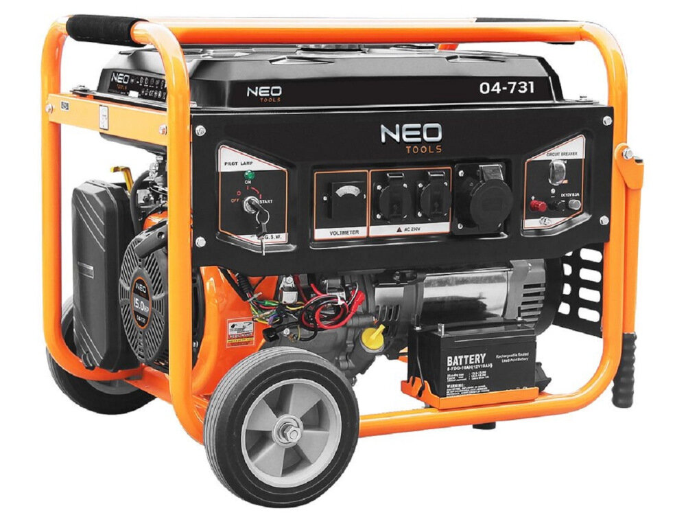 Agregat prądotwórczy NEO TOOLS 04-731 solidne niezawodne zrodlo energii do uzycia w domu i w profesjonalnych warunkach przenosny niezaleznosc energetyczna