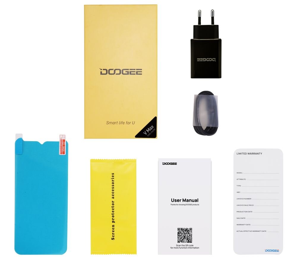 Smartfon DOOGEE V Max   ekran bateria aparat procesor ram pamięć pojemność rozdzielczość zdjęcia filmy opis dane cechy blokady system łączność wifi bluetooth obudowa szkło odporność porty muzyka transfer sieć przekątna matryca waga czujniki oled amoled ips