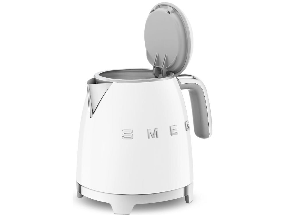 Czajnik SMEG KLF05WHEU Biały retro design inspirowany latami 50-tymi estetyka vintage elegancki kolor błyszczące wykończenie elegancja unikalny wygląd praktyczny dekoracyjny element