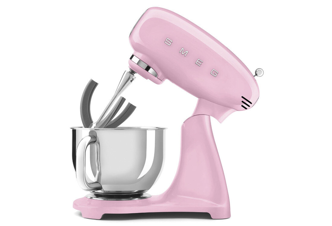 Robot kuchenny planetarny SMEG 50's Style SMF03PKEU 800W Intuicyjna obsługa Podnoszenie korpusu za pomocą jednego przycisku łatwy dostęp do portu akcesoriów z przodu
