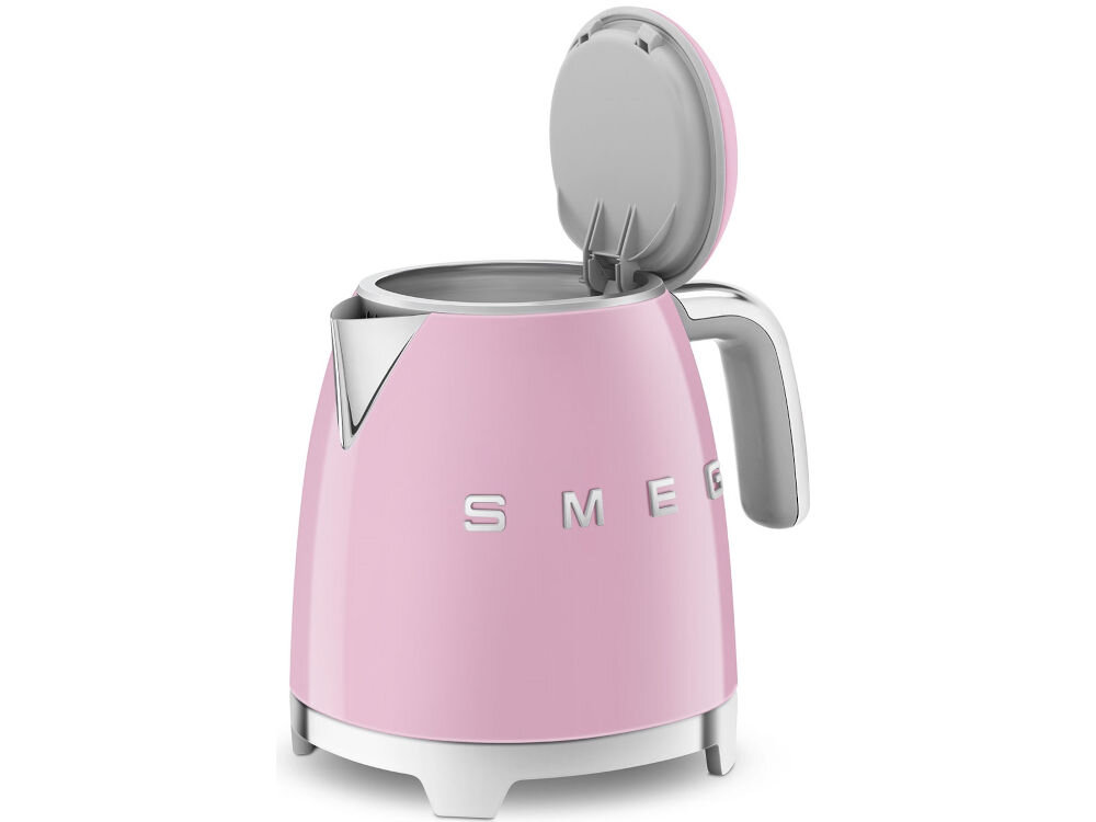 Czajnik SMEG KLF05PKEU Różowy retro design inspirowany latami 50-tymi estetyka vintage elegancki kolor błyszczące wykończenie elegancja unikalny wygląd praktyczny dekoracyjny element