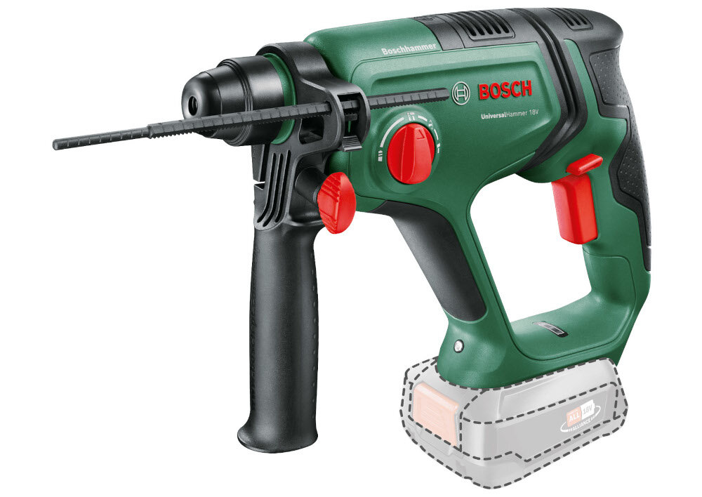 Młot udarowo-obrotowy BOSCH UniversalHammer 18V 06039D6000 zoptymalizowany mechanizm silnik szczotkowy imponujące tempo wiercenia duża liczba otworów maksymalna prędkość obrotowa do 2000 obr/min