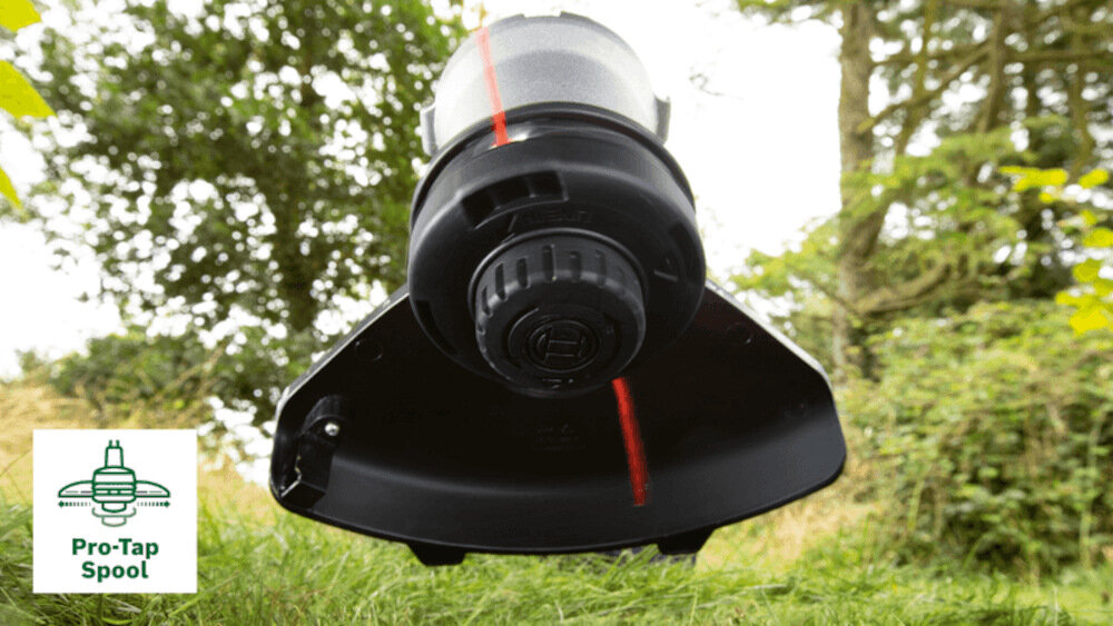 Podkaszarka akumulatorowa BOSCH 06008C1K00 głowica tnąca półautomatyczny wysuw żyłki tnącej średnica żyłki 2,4 mm szerokość robocza 33 cm
