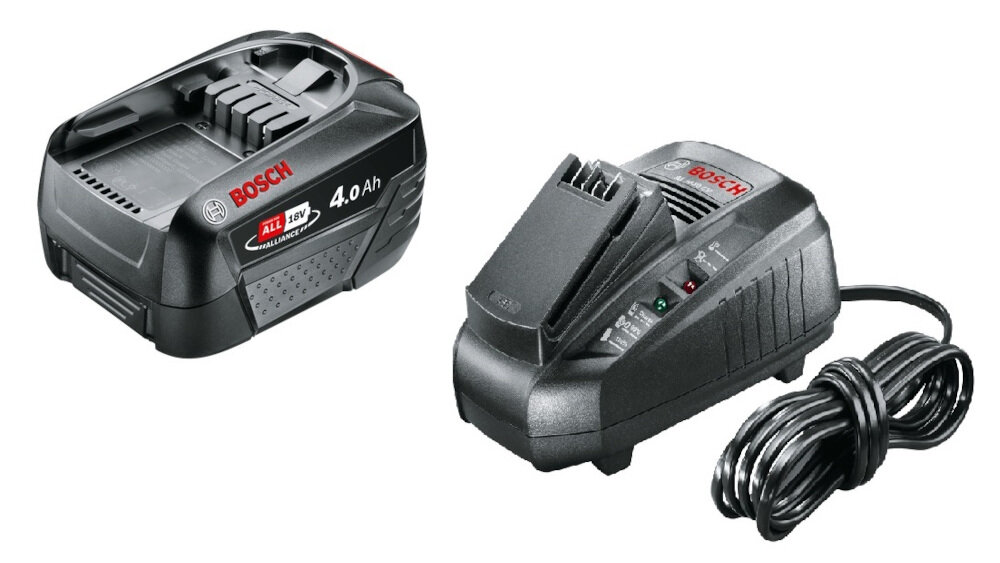Akumulator BOSCH Power for All PBA W-C-AL1830CV 4Ah 18V + ładowarka niezawodne zrodlo zasilania pojemny kompatybilny latwy w obsludze efektywne wykonywanie roznorodnych prac