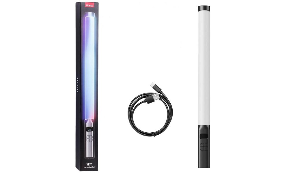 Lampa LED ULANZI VL119 RGB Wyświetlacz OLED Wbudowany dyfuzor funkcje dodatkowe Kabel USB-A - USB-C zasilanie  