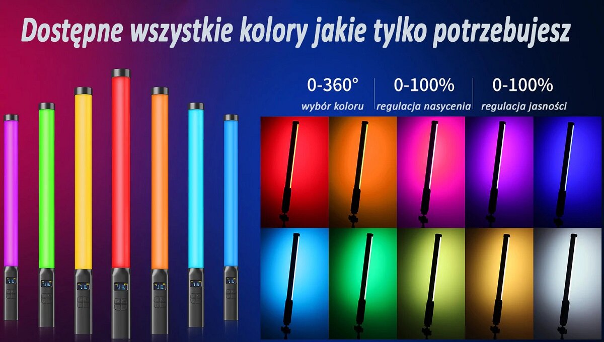 Lampa LED ULANZI VL119 RGB Wyświetlacz OLED Wbudowany dyfuzor funkcje dodatkowe Kabel USB-A - USB-C zasilanie  