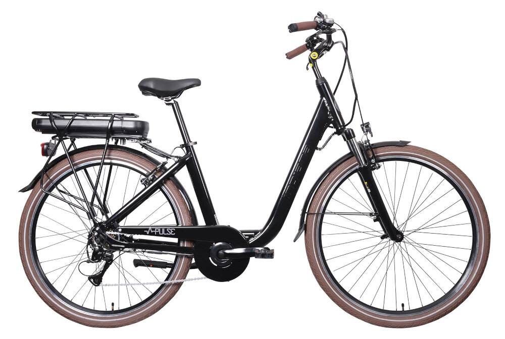 Rower elektryczny Pulse D18 28 cali damski Czarny damski środek codziennego transportu weekendowe przejażdżki elektryczny układ napędowy wspomaga rowerzystę w czarnym kolorze