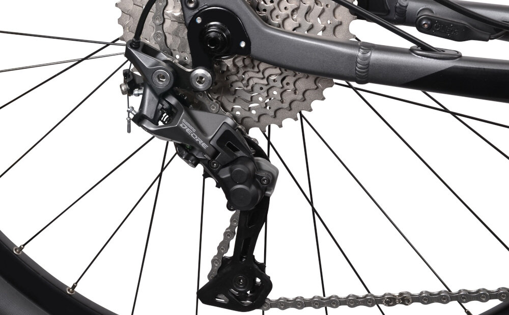 Rower elektryczny MBM Kairos M20 29 cali męski Czarny manetki SHIMANO Deore płynne przerzucanie biegów 10 biegów przerzutka tylna SHIMANO Deore do jazdy rekreacyjnej duża wytrzymałość sprawne działanie