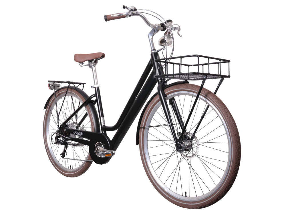 Rower elektryczny INDIANA La Rue D18 28 cali damski Czarny mat damski środek codziennego transportu weekendowe przejażdżki elektryczny układ napędowy wspomaga rowerzystę w czarnym matowym kolorze