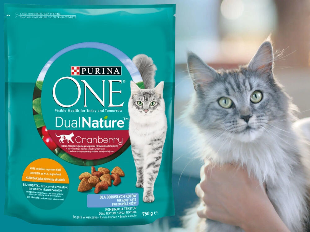 Karma dla kota PURINA ONE Dual Nature Adult Żurawina z kurczakiem 750 g witaminy zdrowie