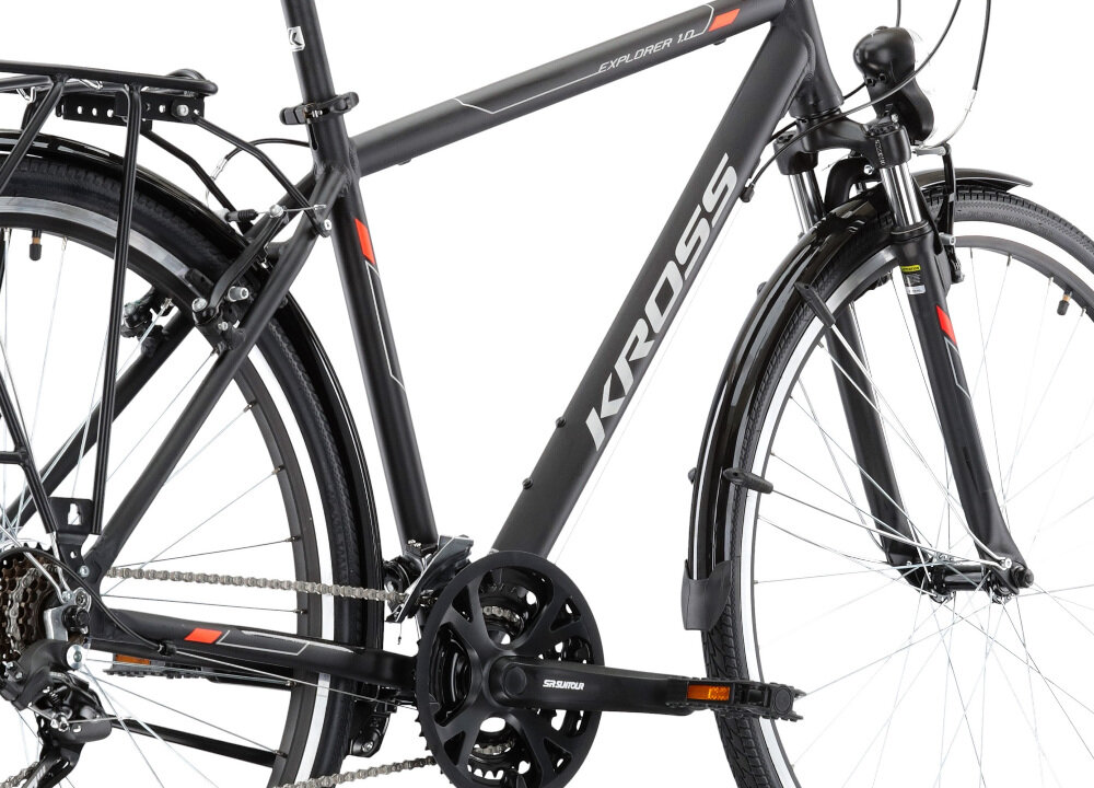 Rower trekkingowy KROSS Explorer 1.0 M21 28 cali męski Czarno-srebrno-czerwony rama dożywotnia gwarancja najwyższej jakości