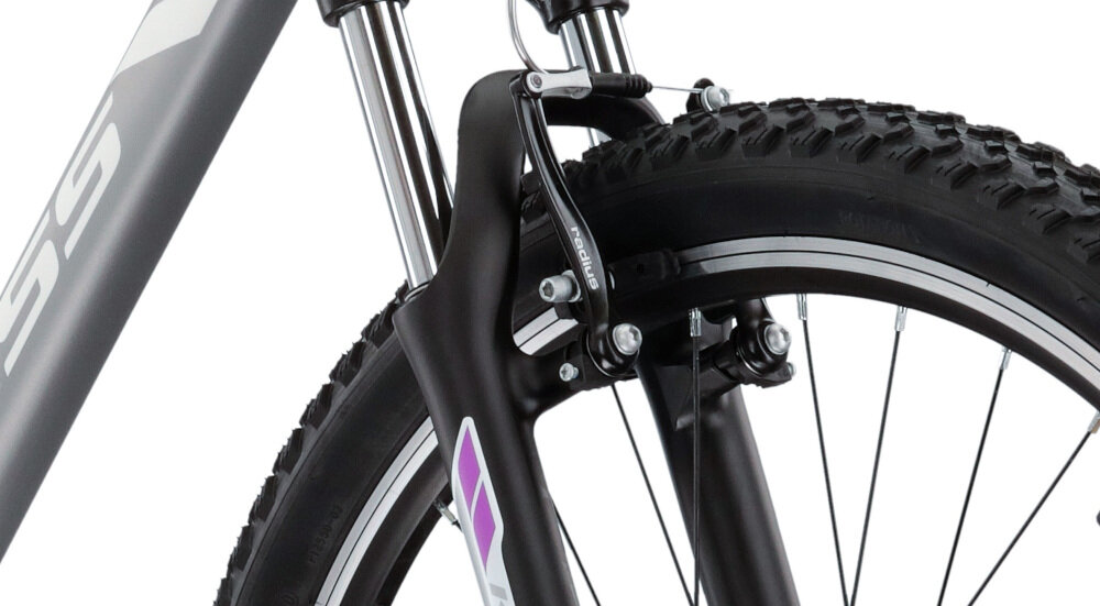 Rower górski MTB KROSS Espera 1.1 D17 26 cali damski Srebrny rower typu hardtail przedni amortyzator marki HL Corp ułatwia najeżdżanie na przeszkody niweluje wstrząsy na kierownicy niska waga roweru duża sztywność