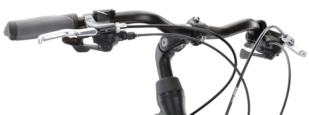 Rower trekkingowy KROSS Explorer 1.0 M19 28 cali męski Czarno-srebrno-czerwony hamulce marki ALHONGA typu V-Brake na przód na tył są lekkie duża siła hamowania jazda rekreacyjna