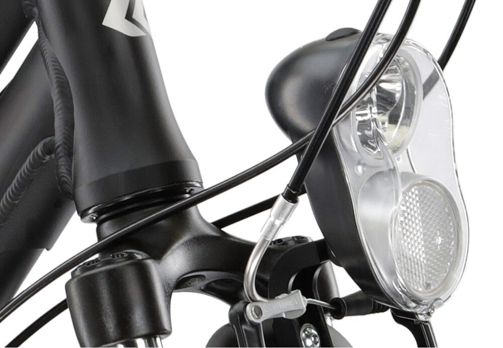 Rower trekkingowy KROSS Explorer 1.0 D19 28 cali damski Czarno-srebrno-czerwony oświetlenie LED przednie tylne doskonała widoczność bezpieczeństwo na drodze