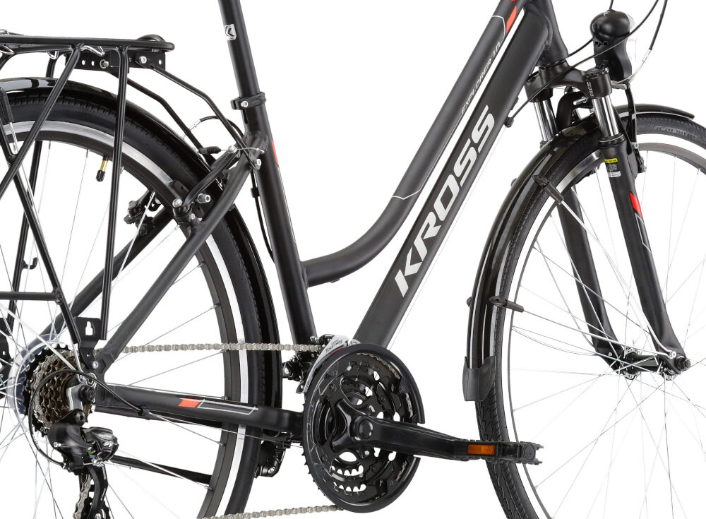 Rower trekkingowy KROSS Explorer 1.0 D19 28 cali damski Czarno-srebrno-czerwony rama dożywotnia gwarancyjna najwyższej jakości