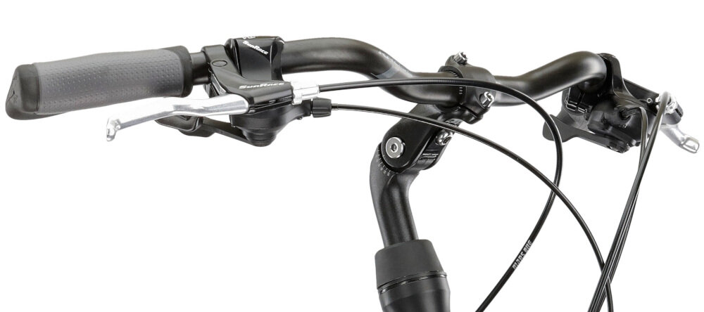 Rower trekkingowy KROSS Explorer 1.0 D19 28 cali damski Czarno-srebrno-czerwony hamulce marki ALHONGA typu V-Brake na przód na tył są lekkie mają dużą siłę hamowania