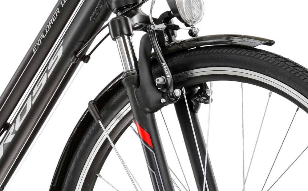 KROSS Explorer 1.0 D19 28 cali damski Czarnosrebrnoczerwony Rower