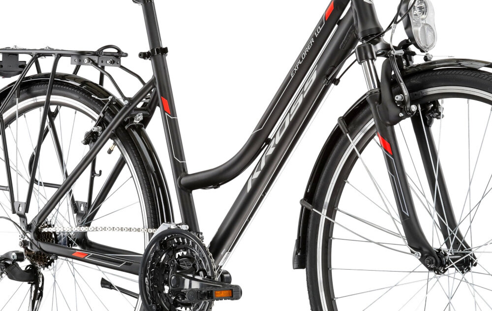 Rower trekkingowy KROSS Explorer 1.0 D19 28 cali damski Czarno-srebrno-czerwony rama dożywotnia gwarancyjna najwyższej jakości