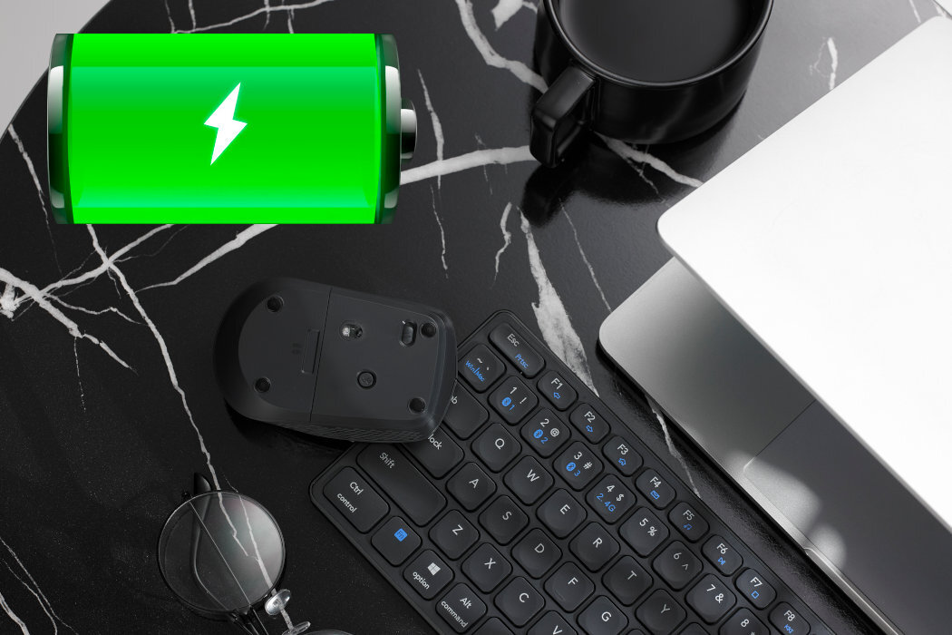 Zestaw RAPOO Multi-Mode 9600M nowoczesność klawiatura mysz smukła wytrzymała baterie akumulator profesjonalna kompatybilność przełączanie Bluetooth bezprzewodowość parowanie pokrycie USB