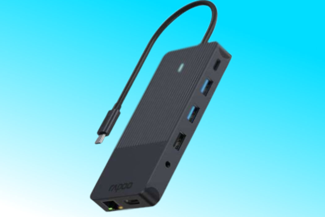 Stacja dokująca RAPOO UCM-2006 12w1 złącza HDMI displayport usb rj-45 karta pamięci audio rozwiązanie wspomaganie ładowanie elegancja wytrzymałość komfort plugandplay