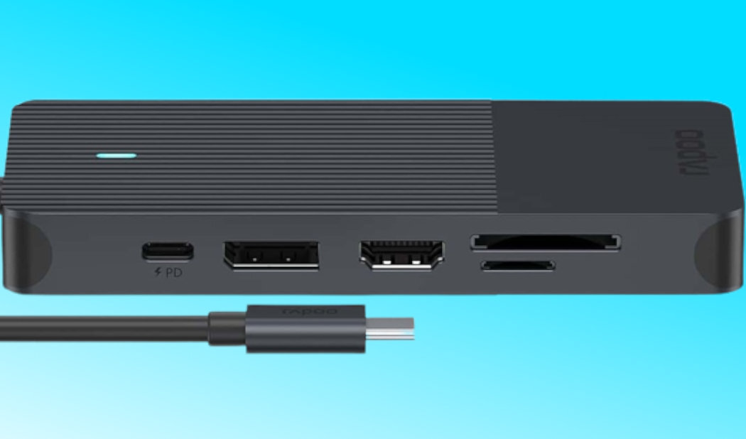 Stacja dokująca RAPOO UCM-2006 12w1 złącza HDMI displayport usb rj-45 karta pamięci audio rozwiązanie wspomaganie ładowanie elegancja wytrzymałość komfort plugandplay